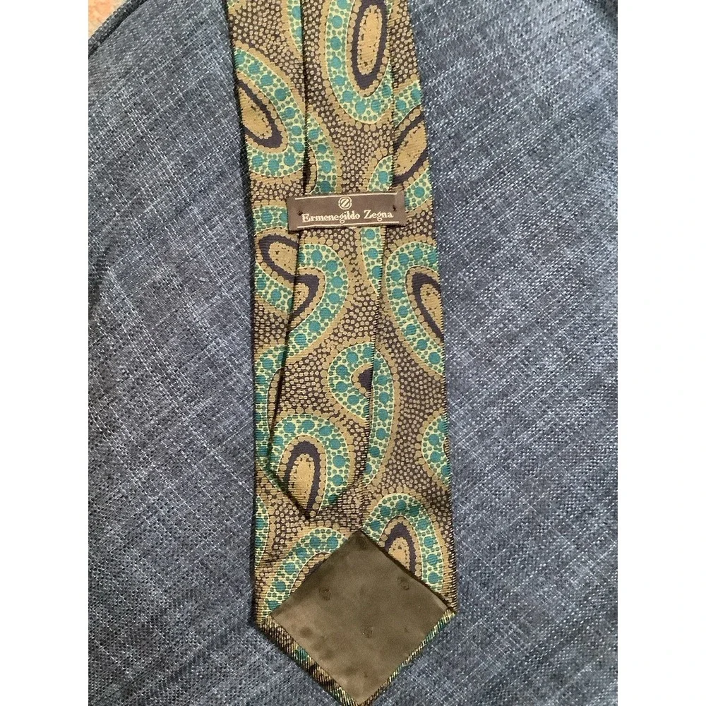 Vintage Ermenegildo Zegna Silk Tie  Geometric Made in Italy